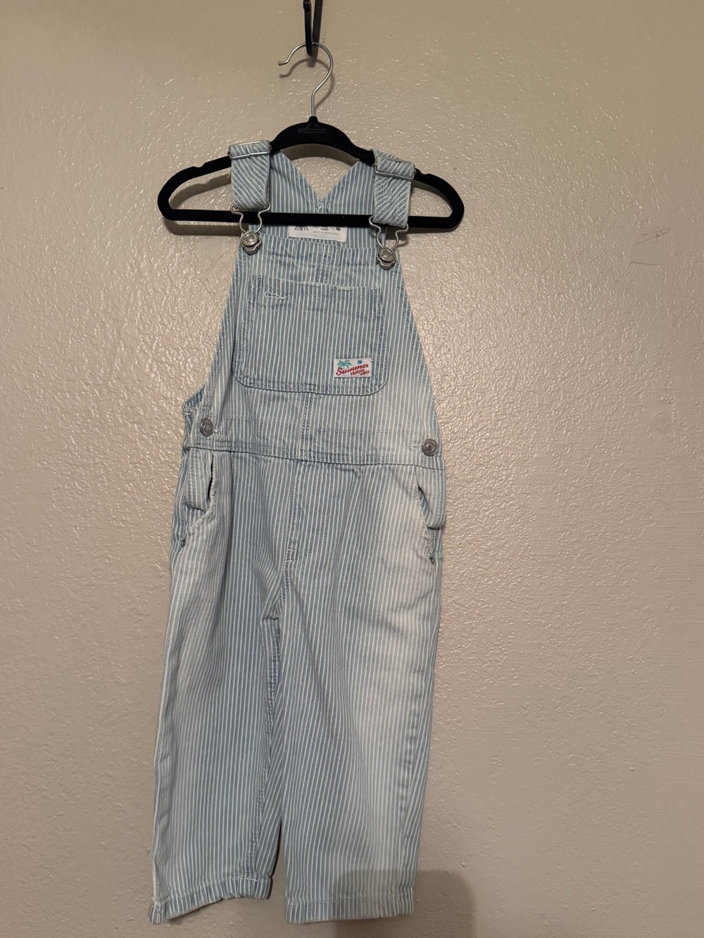 Zara denim Striped Overalls| 18M